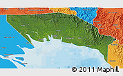 Satellite 3D Map of Gulf, political outside