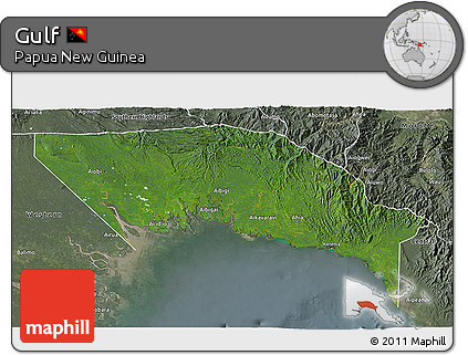 Satellite 3D Map of Gulf, semi-desaturated