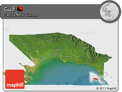 Satellite 3D Map of Gulf, single color outside