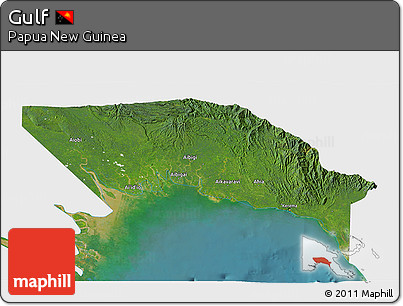 Satellite 3D Map of Gulf, single color outside