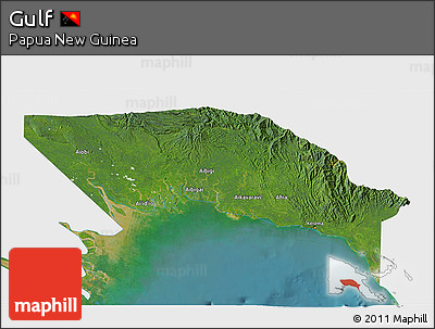 Satellite 3D Map of Gulf, single color outside