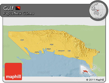 Savanna Style 3D Map of Gulf, single color outside