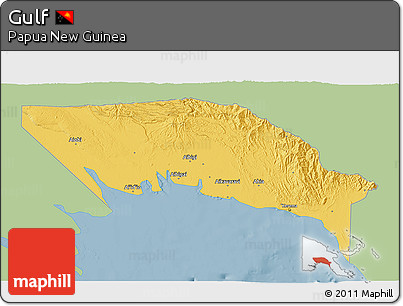 Savanna Style 3D Map of Gulf, single color outside