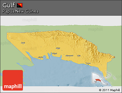 Savanna Style 3D Map of Gulf, single color outside