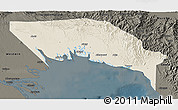 Shaded Relief 3D Map of Gulf, darken