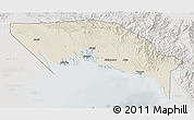 Shaded Relief 3D Map of Gulf, lighten, semi-desaturated