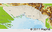 Shaded Relief 3D Map of Gulf, physical outside