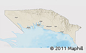 Shaded Relief 3D Map of Gulf, single color outside