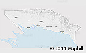 Silver Style 3D Map of Gulf, single color outside