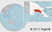 Gray Location Map of Gulf, highlighted country, hill shading