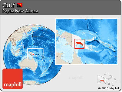 Shaded Relief Location Map of Gulf, highlighted country, within the entire country