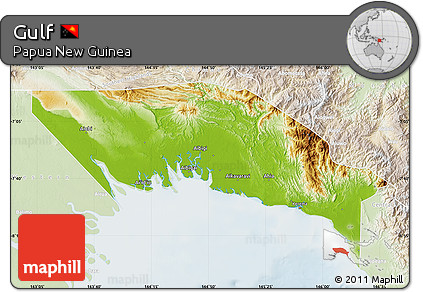 Physical Map of Gulf, lighten