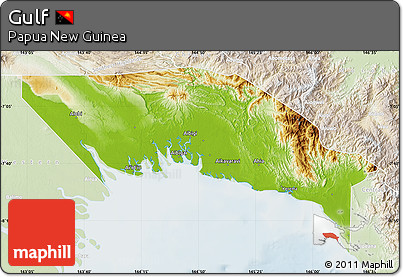 Physical Map of Gulf, lighten