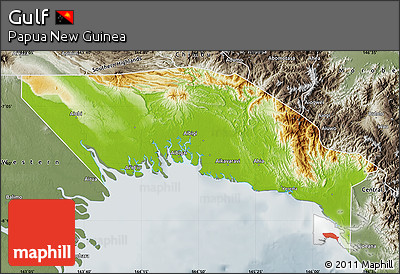 Physical Map of Gulf, semi-desaturated