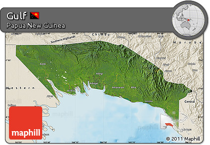 Satellite Map of Gulf, shaded relief outside