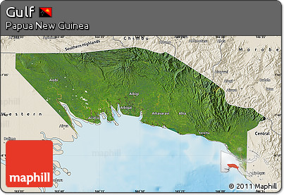 Satellite Map of Gulf, shaded relief outside
