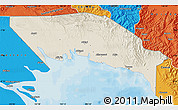 Shaded Relief Map of Gulf, political outside