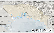 Shaded Relief Map of Gulf, semi-desaturated