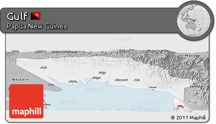 Gray Panoramic Map of Gulf