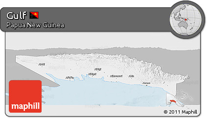 Gray Panoramic Map of Gulf, single color outside