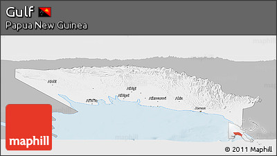 Gray Panoramic Map of Gulf, single color outside