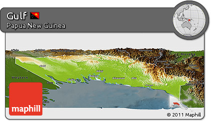 Physical Panoramic Map of Gulf, darken