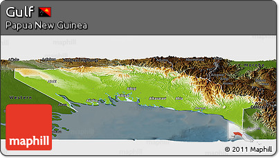 Physical Panoramic Map of Gulf, darken