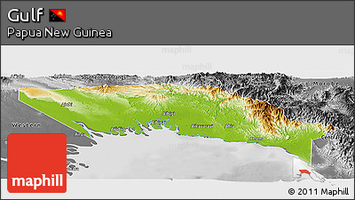 Physical Panoramic Map of Gulf, desaturated