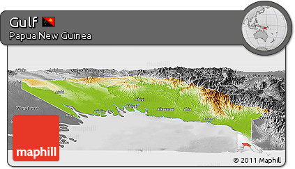 Physical Panoramic Map of Gulf, desaturated
