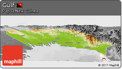 Physical Panoramic Map of Gulf, desaturated