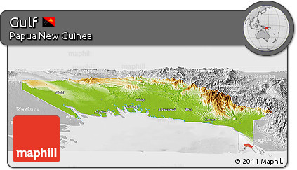Physical Panoramic Map of Gulf, lighten, desaturated