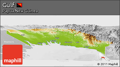 Physical Panoramic Map of Gulf, lighten, desaturated
