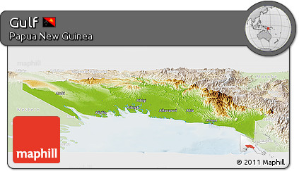 Physical Panoramic Map of Gulf, lighten
