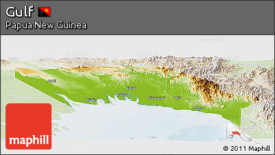 Physical Panoramic Map of Gulf, lighten