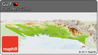 Physical Panoramic Map of Gulf, lighten
