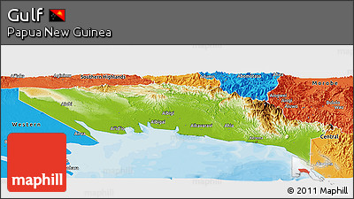 Physical Panoramic Map of Gulf, political outside