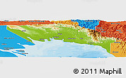 Physical Panoramic Map of Gulf, political outside