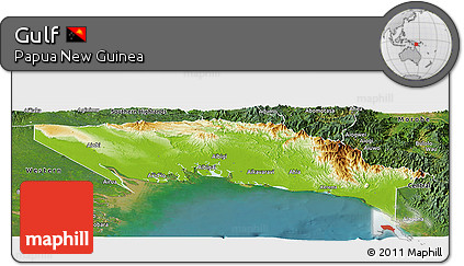 Physical Panoramic Map of Gulf, satellite outside