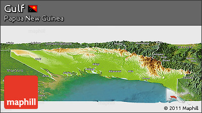 Physical Panoramic Map of Gulf, satellite outside