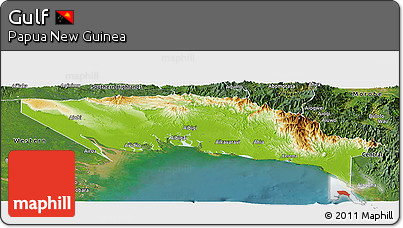 Physical Panoramic Map of Gulf, satellite outside