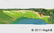 Physical Panoramic Map of Gulf, satellite outside