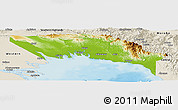 Physical Panoramic Map of Gulf, shaded relief outside