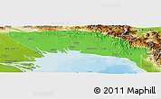 Political Panoramic Map of Gulf, physical outside