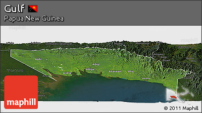 Satellite Panoramic Map of Gulf, darken