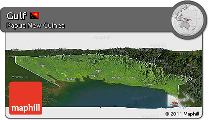 Satellite Panoramic Map of Gulf, darken