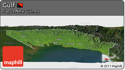 Satellite Panoramic Map of Gulf, darken