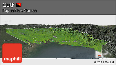 Satellite Panoramic Map of Gulf, darken, semi-desaturated