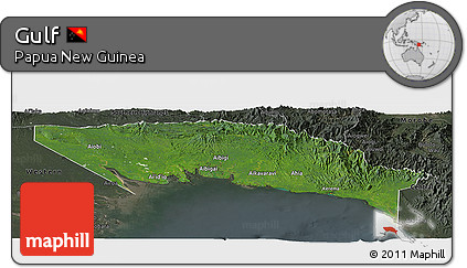 Satellite Panoramic Map of Gulf, darken, semi-desaturated