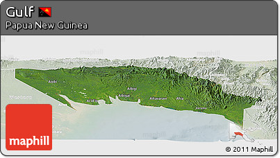 Satellite Panoramic Map of Gulf, lighten