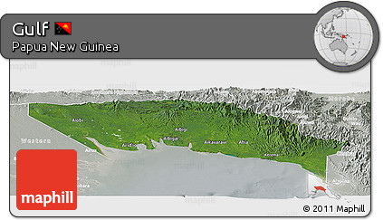 Satellite Panoramic Map of Gulf, lighten, semi-desaturated